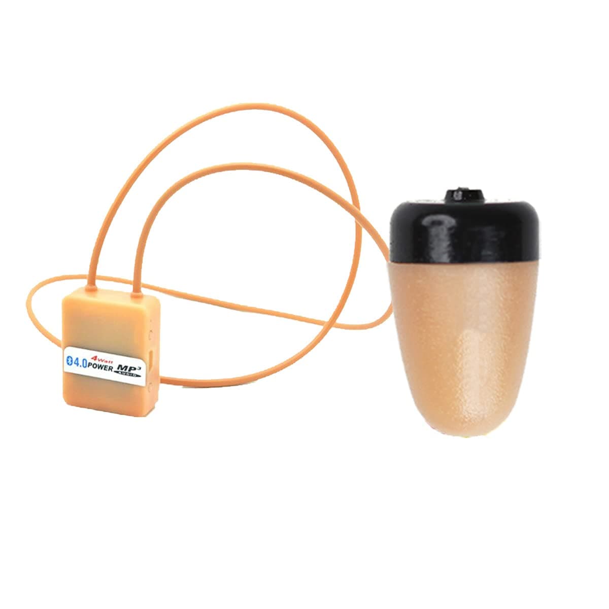 Spy earpiece hidden exam cheat CIA FBI bluetooth loop ear piece bug micro phone (Beige Loop)