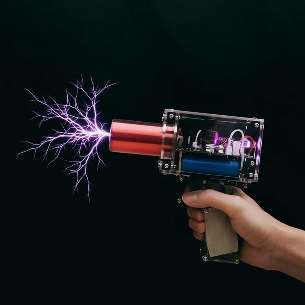 Tesla Coil Handheld Gun, Portable Mini Spark Gap Arc Generator Trigger Mode for Tesla Coil for Science Physics Teaching Experiment Tool College High School Education DIY Toy (Portable Mode of Charger)