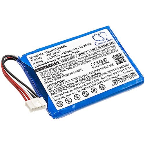 Replacement Battery for Harman/Kardon Esquire 2,fits Part No CP-HK03, GSP805070, 3.7V 2800mAh / 10.36Wh
