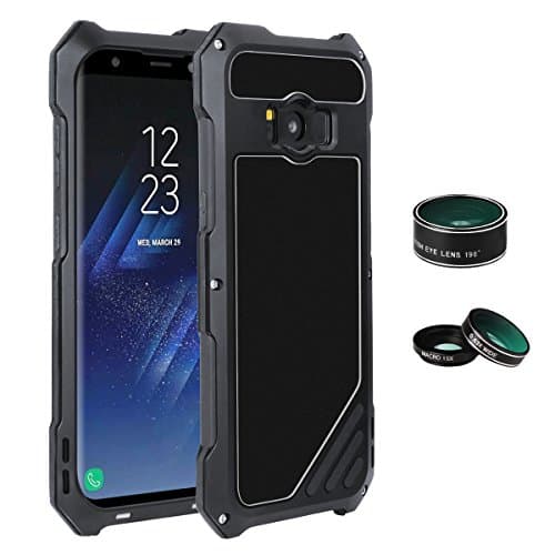 For Samsung Galaxy S8 Plus Phone Case with Camera Lens, 3 in 1 198 Degree Fisheye Lens+15X Macro Lens+Wide Angle Lens With IP54 Waterproof Dustproof Shockproof Aluminum Cases for Galaxy S8+