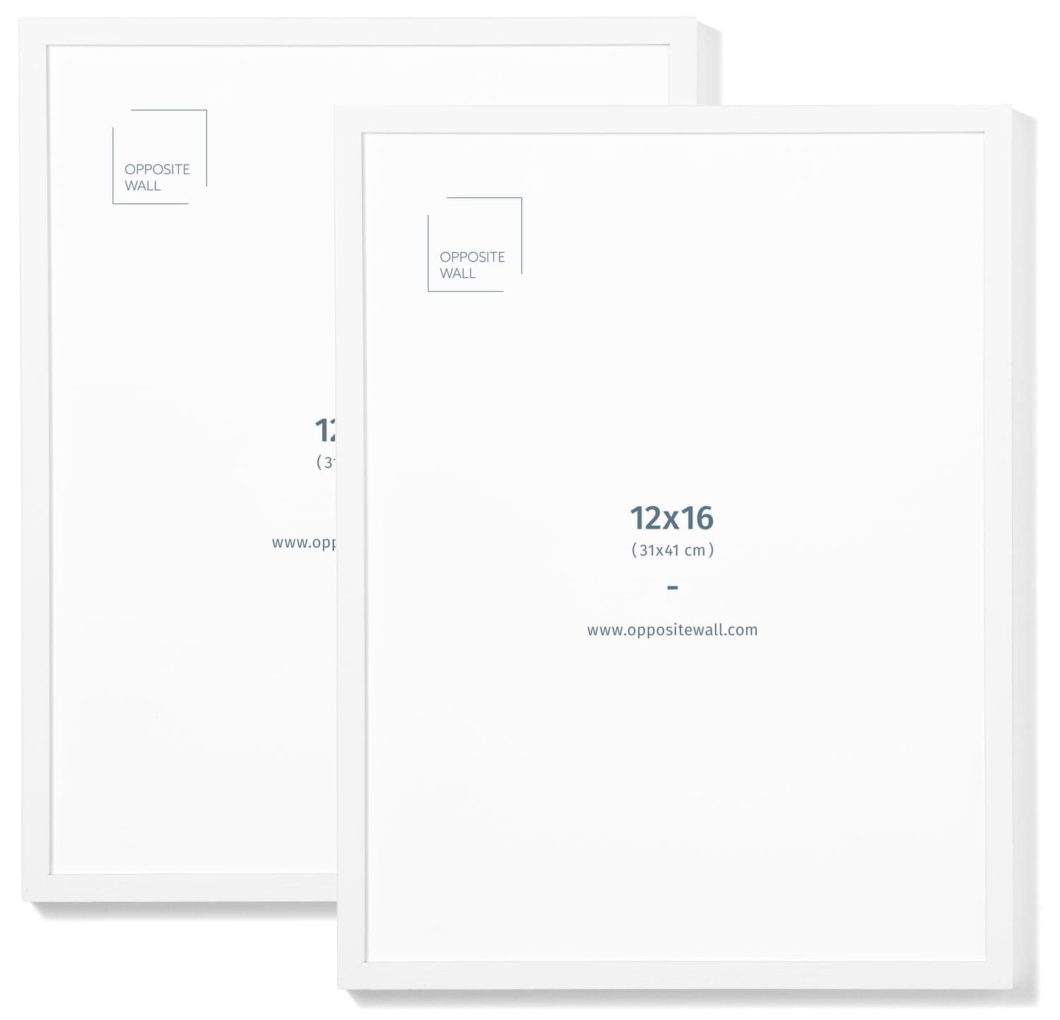 Opposite Wall - 12x16 in - White Solid Oak Wood Picture Frame - Lightweight, Versatile & Shatterproof - Wall Hanging Poster or Photo Frame - Wall Decor for Office, Gallery & Home - 2 Pack