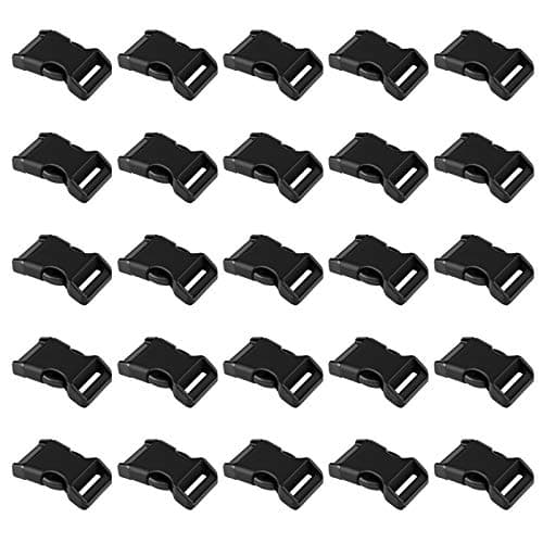 LIHAO 25 PCS 1" Black Plastic Side Release Buckle for Paracord Bracelets