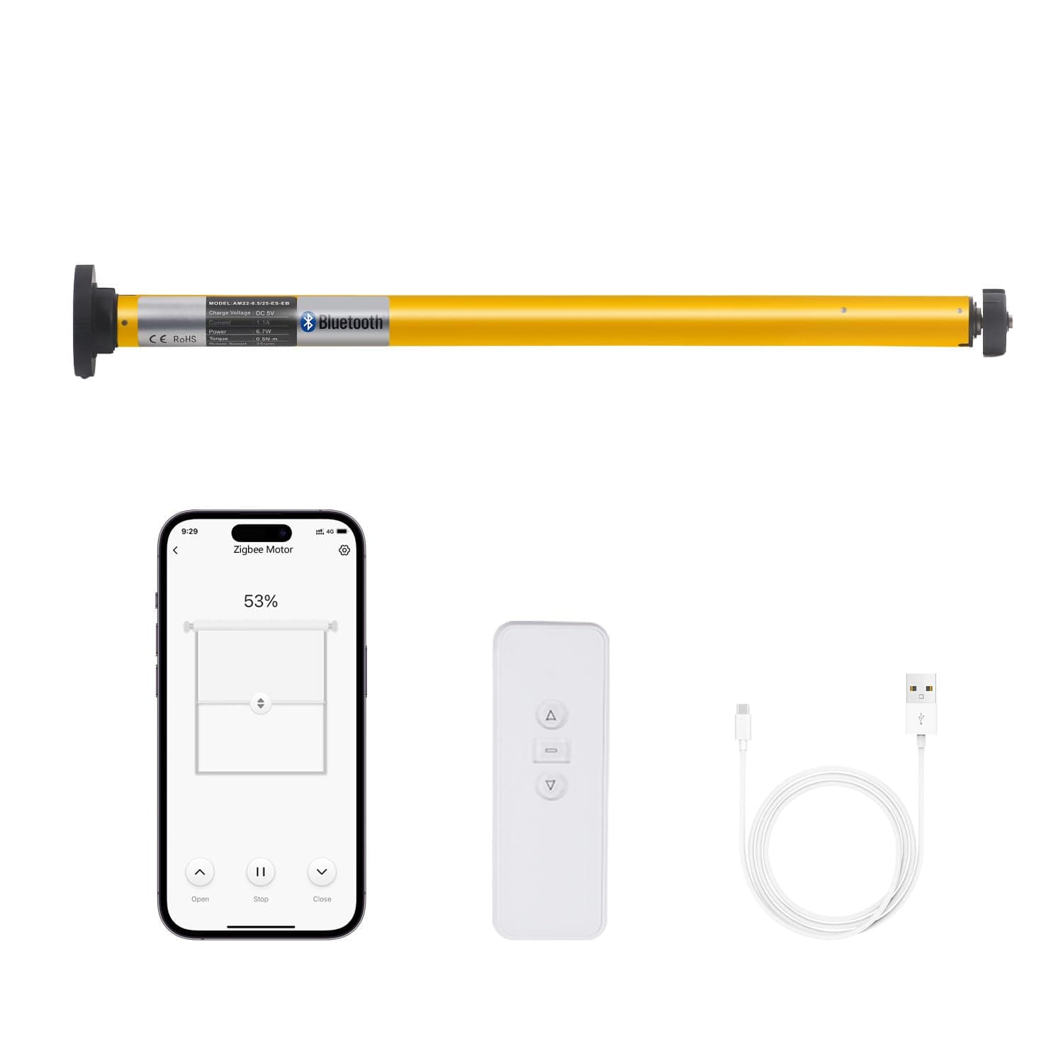 1 1/4" Bluetooth Alexa Blinds Motor WiFi Roller Shade Motor-Existing 1.25 inch Tube, Rechargeable Remote Control for Window Roller Shade