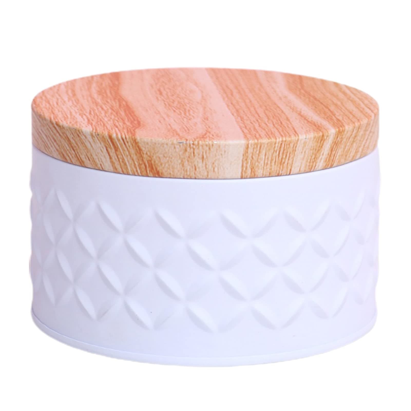 JUCAI Storage Tin Box Multi-color Round Shaped Candy Cookie Storage Tin Box for Scented Candles White