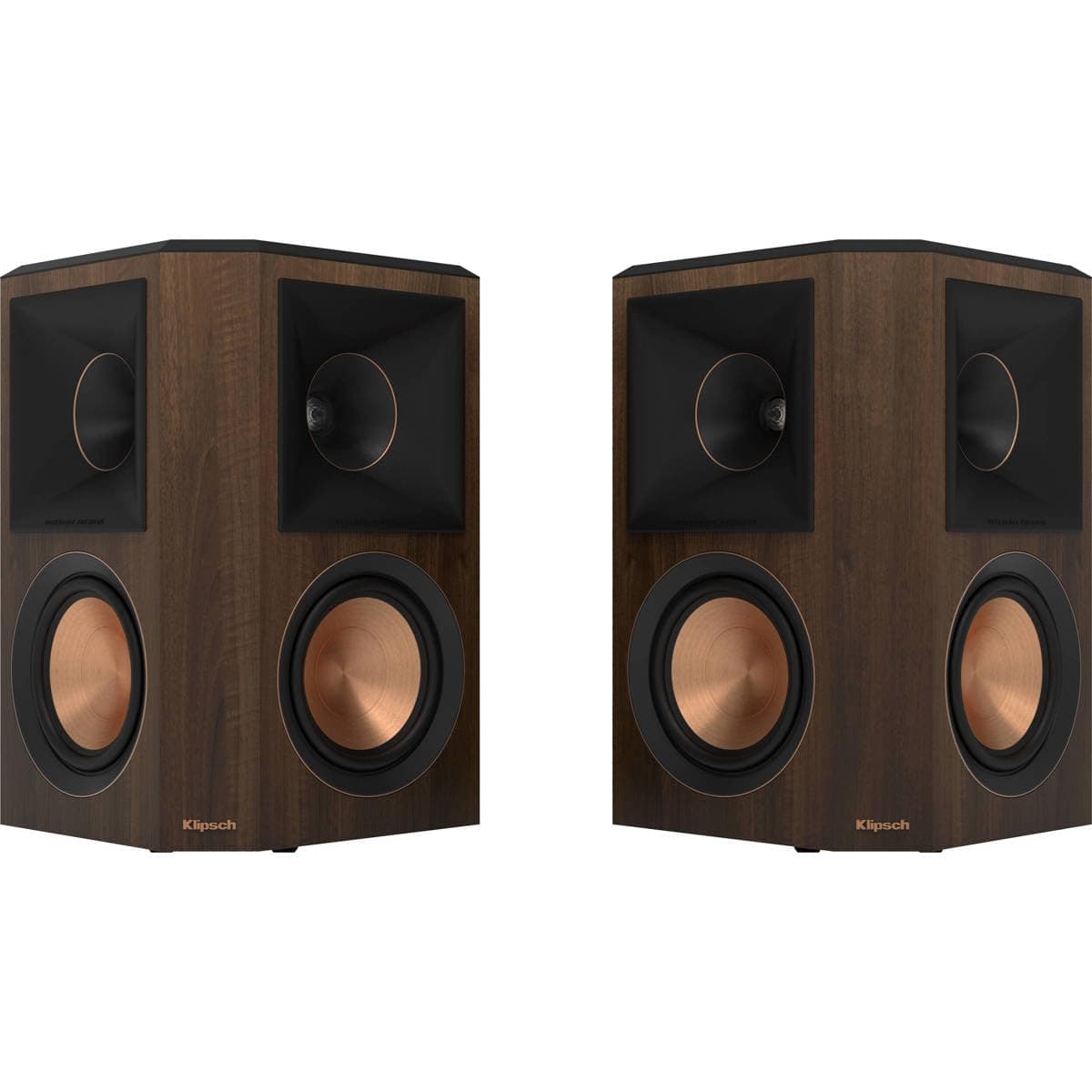 Reference Premiere RP-502S II Surround Sound Speaker Pair with Wall Mounting Options & an Updated Tractrix Horn with 5.25" Cerametallic Woofers for Movie Theater-Level Sound in Walnut