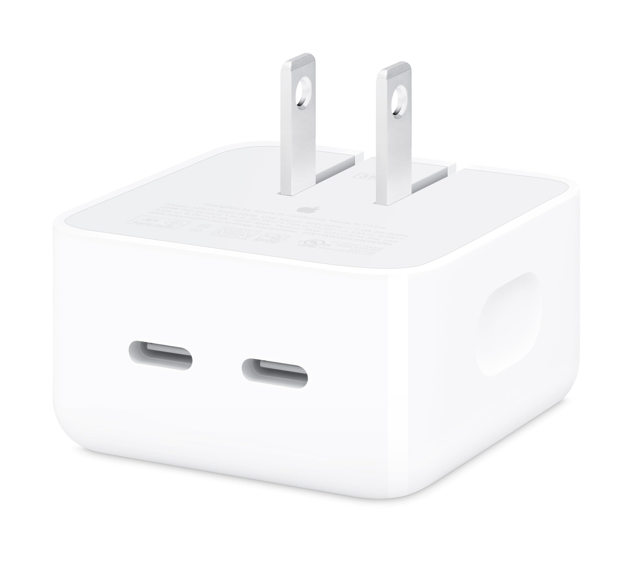 Apple 35W Dual USB-C Port Compact Power Adapter: Fast and Convenient Charging, Type C Wall Charger