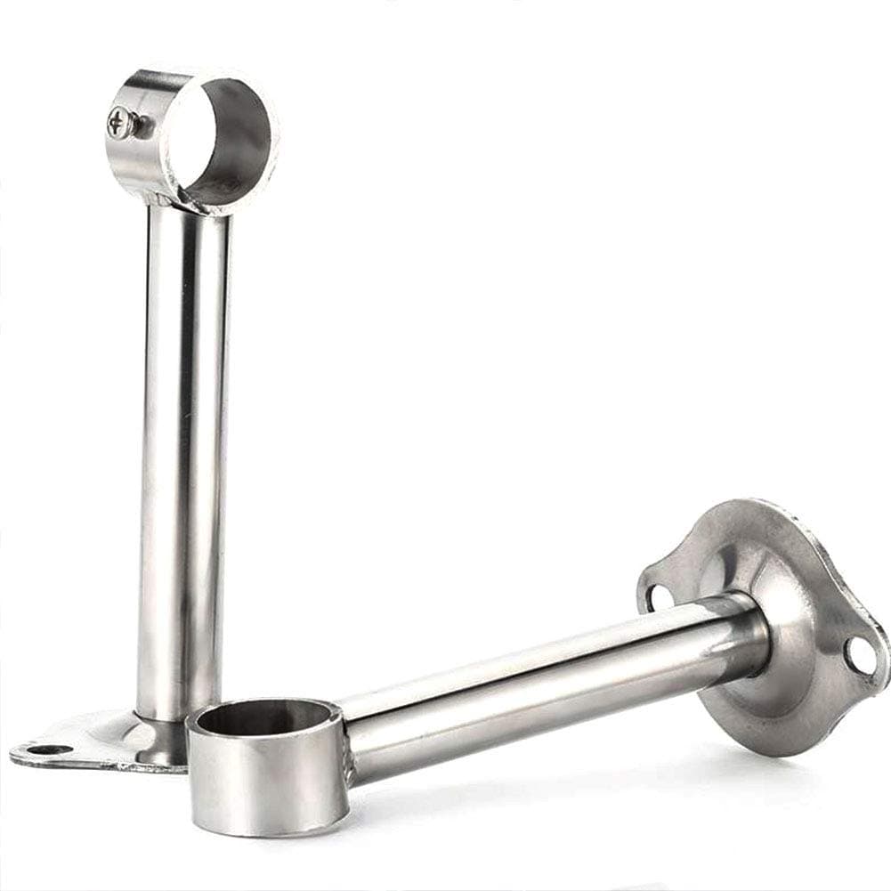 Wardrobe Rail Rod Support Bracket, Tiberham 2PCS Stainless Steel Ceiling Mount Bracket, Wardrobe Pipe Closet Lever Rail Holder, Wall Mounted Shower Curtain Hanging Rod Tube Pole Flange Socket