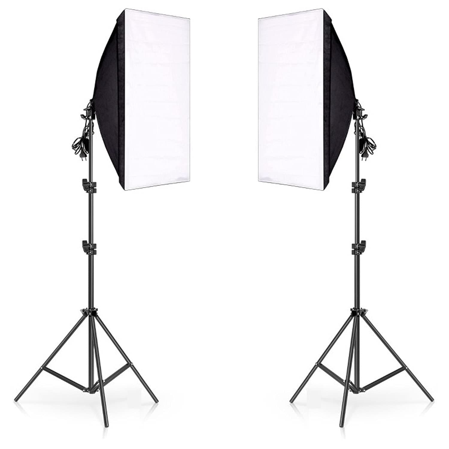 – eWINNER Photography Rectangle Continuous SoftBox Lighting Kit 2set 50x70cm Softbox & 2set Light Holder Stand Photo Studio Equipment Set