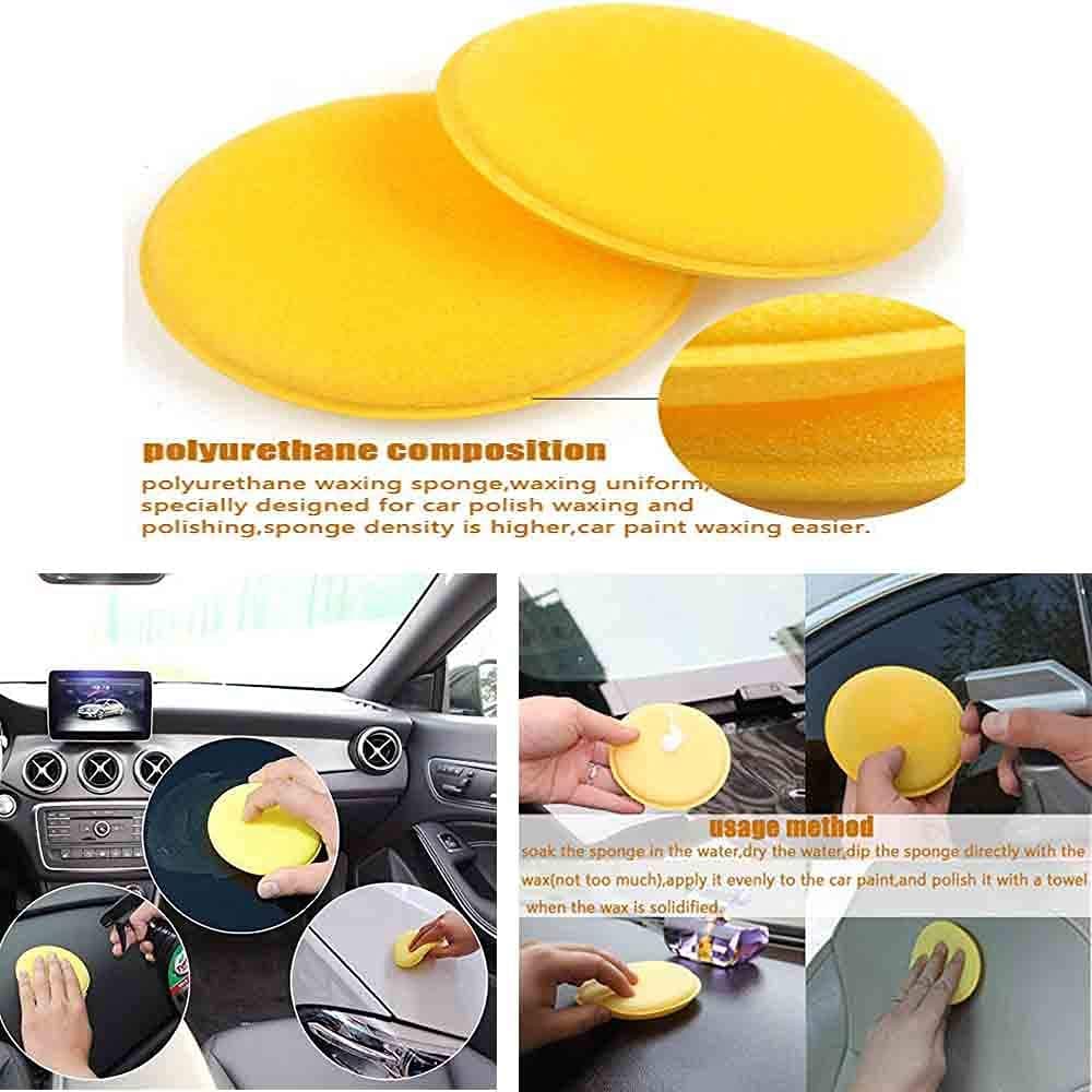 ZESI Microfiber Reusable Round Polishing Pad, 3 Pieces Set, Multipurpose. Ultra-Soft Applicator Pads with Finger Band Perfect Cleaning for car, Bike, Window, and More (Pack of 3, Size - 4.5 Inch)