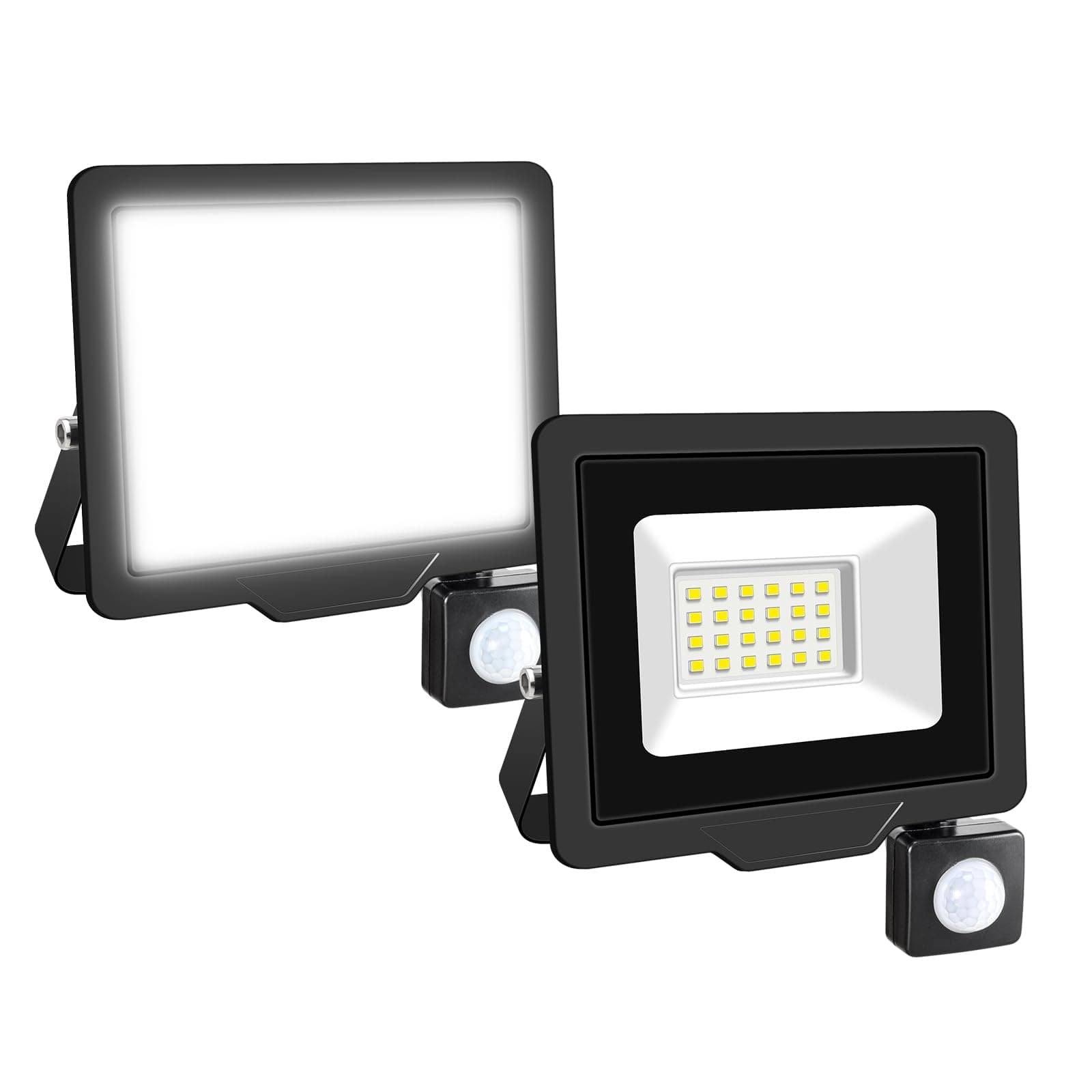 RIGIDON2 x 20 W 2000 LM Outdoor LED Floodlight with Motion Detector, 6000 K Cold White, IP66 Waterproof Outdoor Lighting, LED Floodlight for Patio, Garage, Terrace, Garden