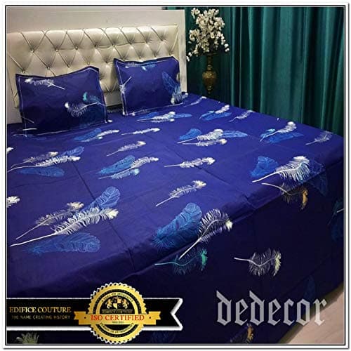 Edifice Couture Cotton Double Bed Sheet Set - Blue (93_ph_Magic_bdsht_Set_11-Blue)