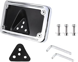 Black Curved Laydown License Plate Mount Bracket for Harley 3 Hole Mount (Chrome)