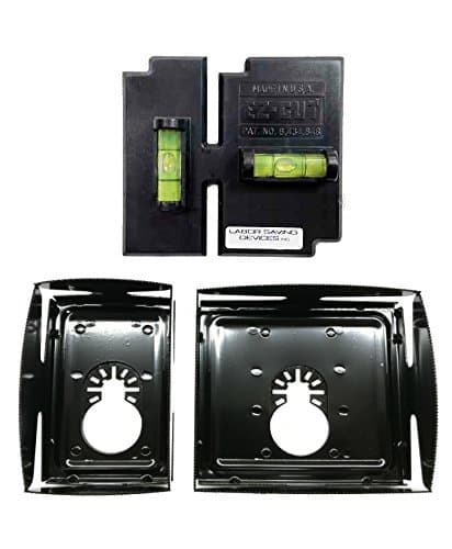 APT/EZ-Cut Level Template 53-315 + QBit SQ1000-S-BK + SQ1000-D-BK Oscillating Tool Saw Blades 1 & 2 Gang 3PC Cut-in Kit (BK=Black Finish (Black)