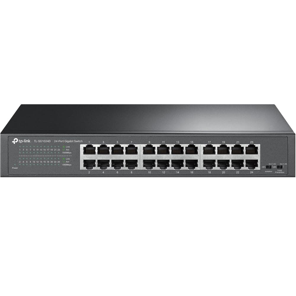 TP-Link 24-Port Gigabit Ethernet Unmanaged Switch | Plug and Play | Desktop/Rackmount | Fanless | Limited Lifetime (TL-SG1024D)