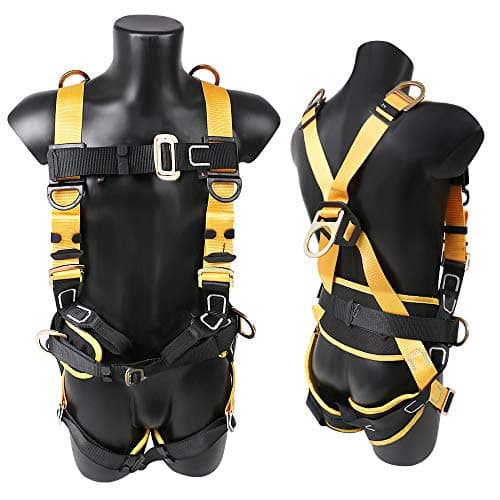 Xben 5 D-Ring Roofing Fall Protection Safety Harness, Full Body Fall Arrest Harness Equipment Kit for Aerial lift, Ironworker, Scaffolding, Tower, Carpenter, Construction