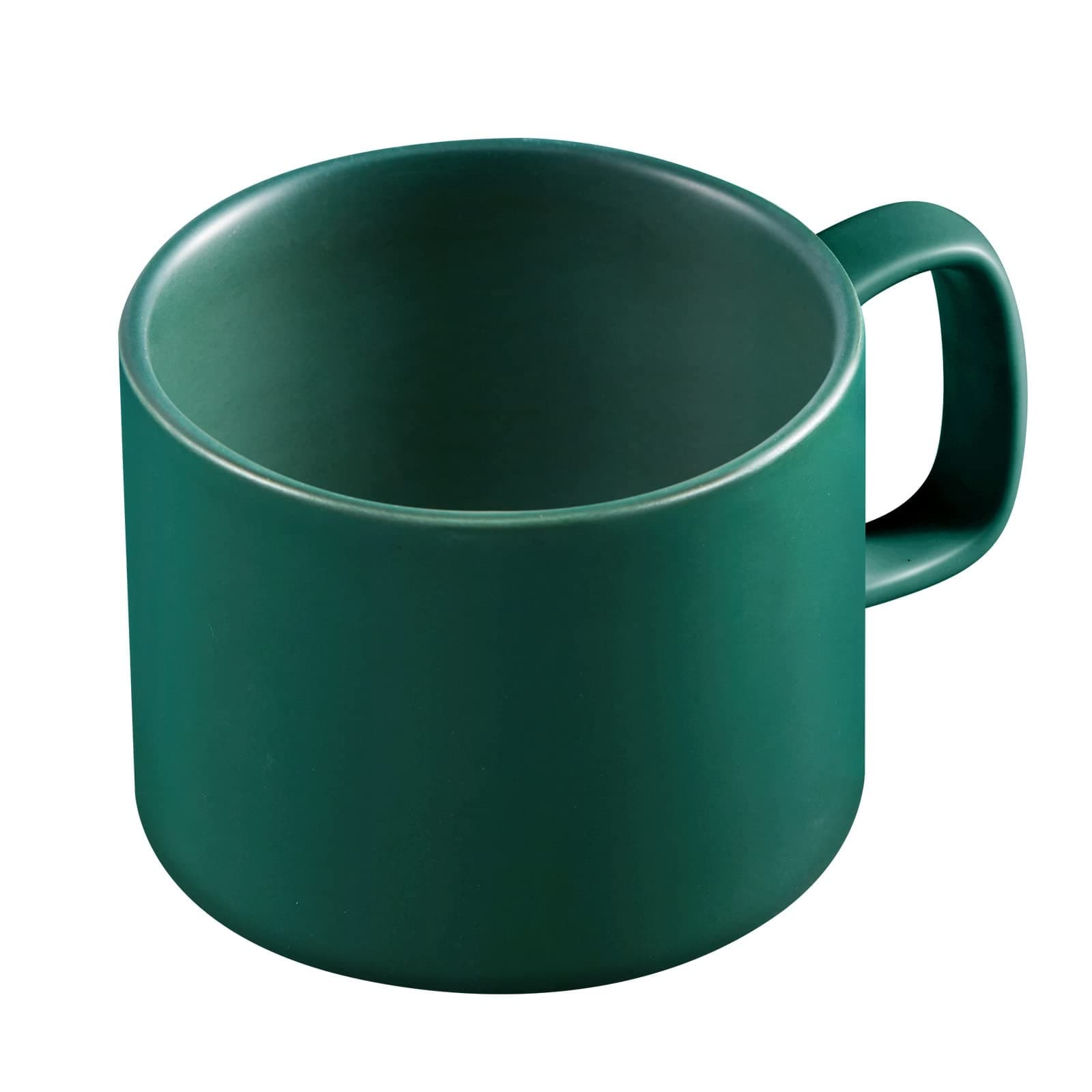 Coffee Mug 11 oz Tea Cup with Flat-Bottom Warming Coffee Milk for Office and Home (Green)
