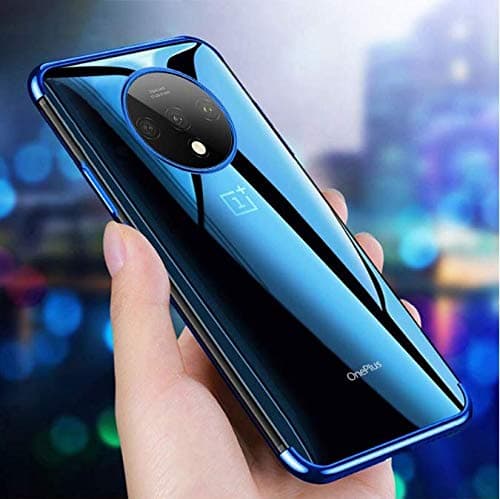 mobitussion® luxury electroplating soft silicon transparent tpu back cover case compatible for oneplus 7t - Transparent