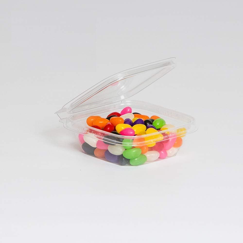 Inline Plastics Safe-T-Fresh TS4008 8 oz. Clear Tamper Evident Plastic Grab-and-Go Container with Hinged Lid | 300/Case