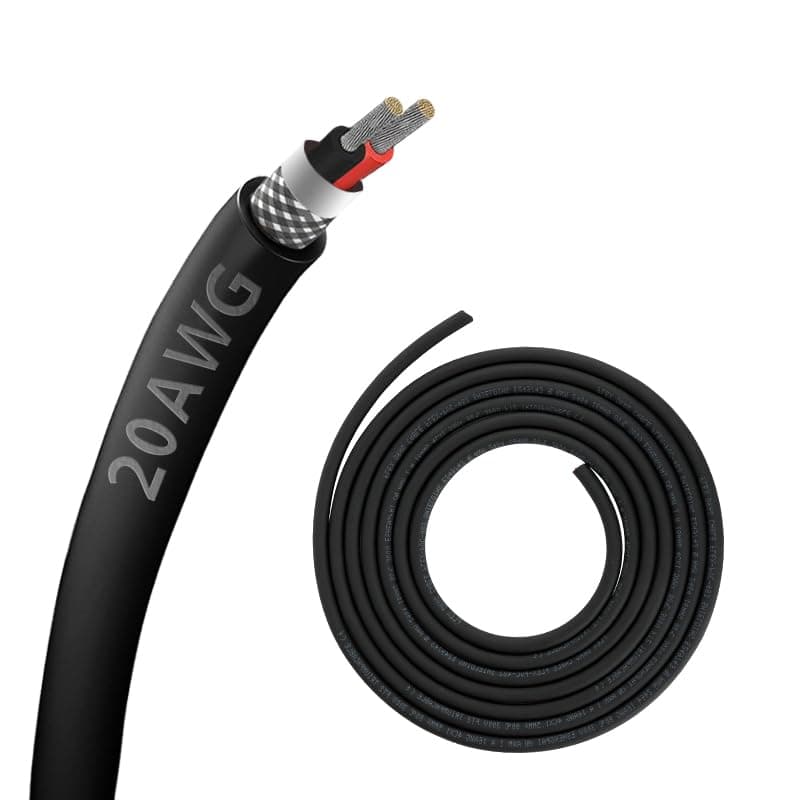 20AWG 20/2 2 Core Shielded Wire CNC Wire (100FT) UL2464 Tinned Copper Core 20 Gauge Cable for CNC Router Machine, VFD Spindle, Electrical Appliance, Transformer and 3D Printer,etc