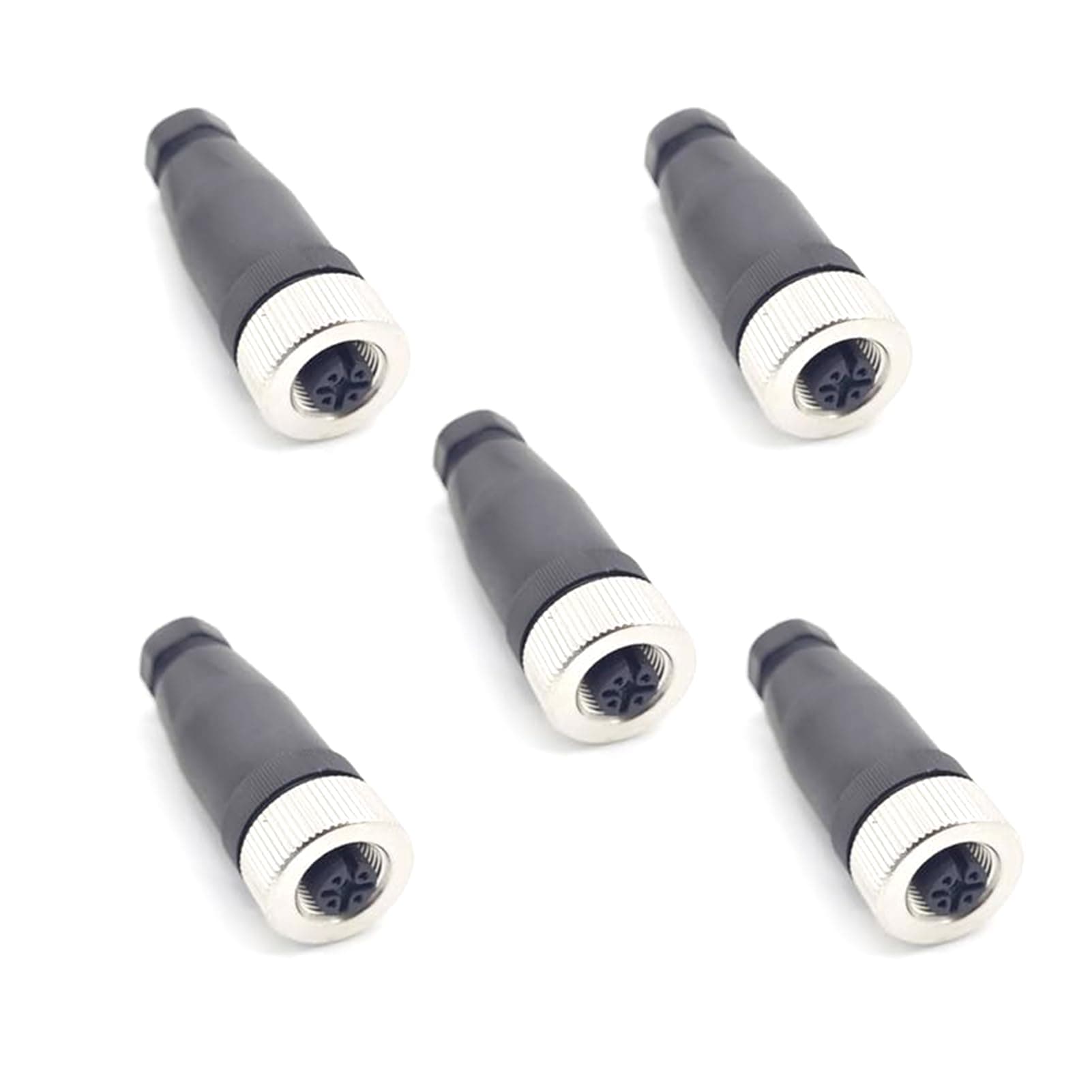 BOUUNCIY 5Pcs M12 5 Pin Female Connector, A Code Unshiled Industrial Circular Connector Field Assembly Wireable Adapter IP67 Waterproof Straight Sensor for Electric Bicycles PG7 Cable 125V 4A