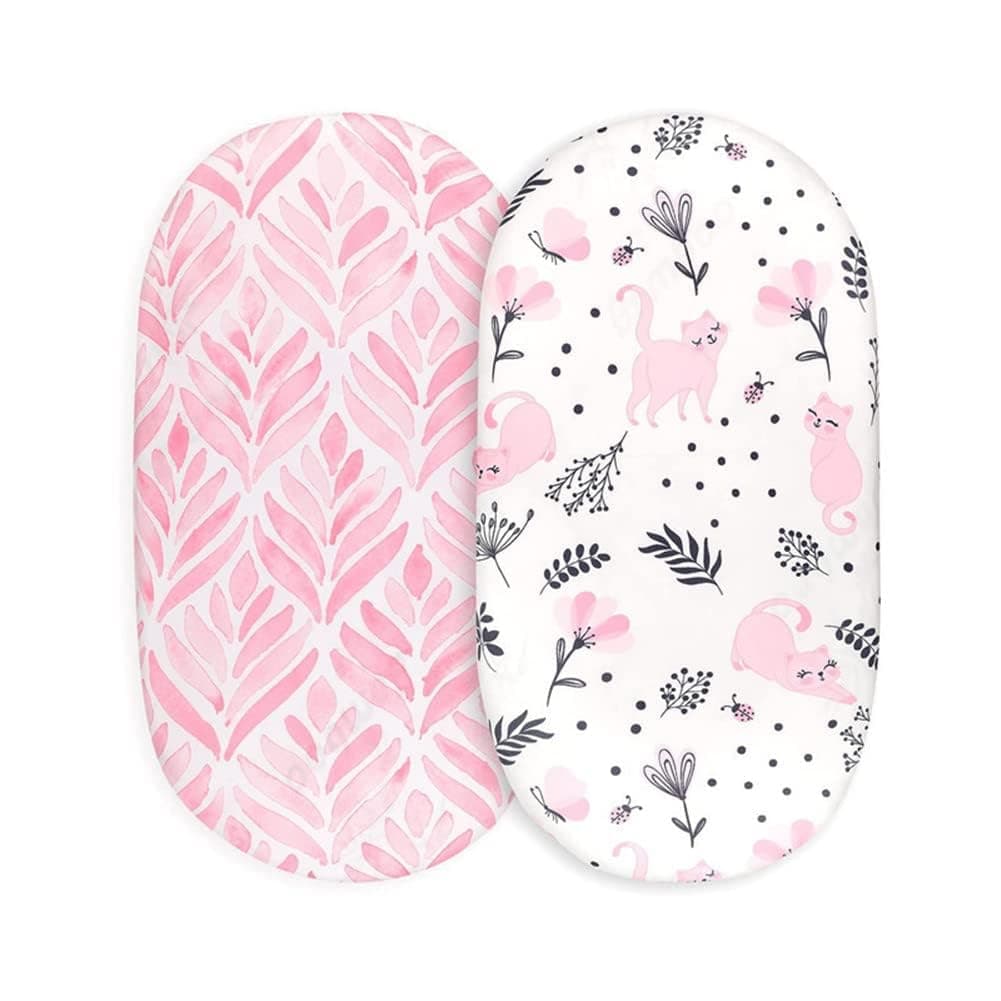 Azonee 2 Pack Baby Crib Sheets Fitted, 16.5 x 32 In Baby Crib Mattress Covers, Soft Comfort Bassinet Sheets Fitted for Baby Boys Girls