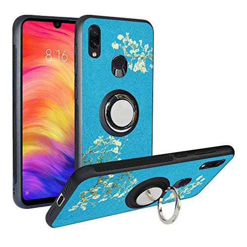 Alapmk Compatible with Xiaomi Redmi 7 Case, Pattern Design [with 360 ° Kickstand] Protection Cover Fit with [Magnetic Car Mount] for Xiaomi Redmi 7 / Redmi Y3,Flower