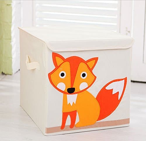 Collapsible 13" Cube Storage Box and Toy Bin with Lid (Fox)