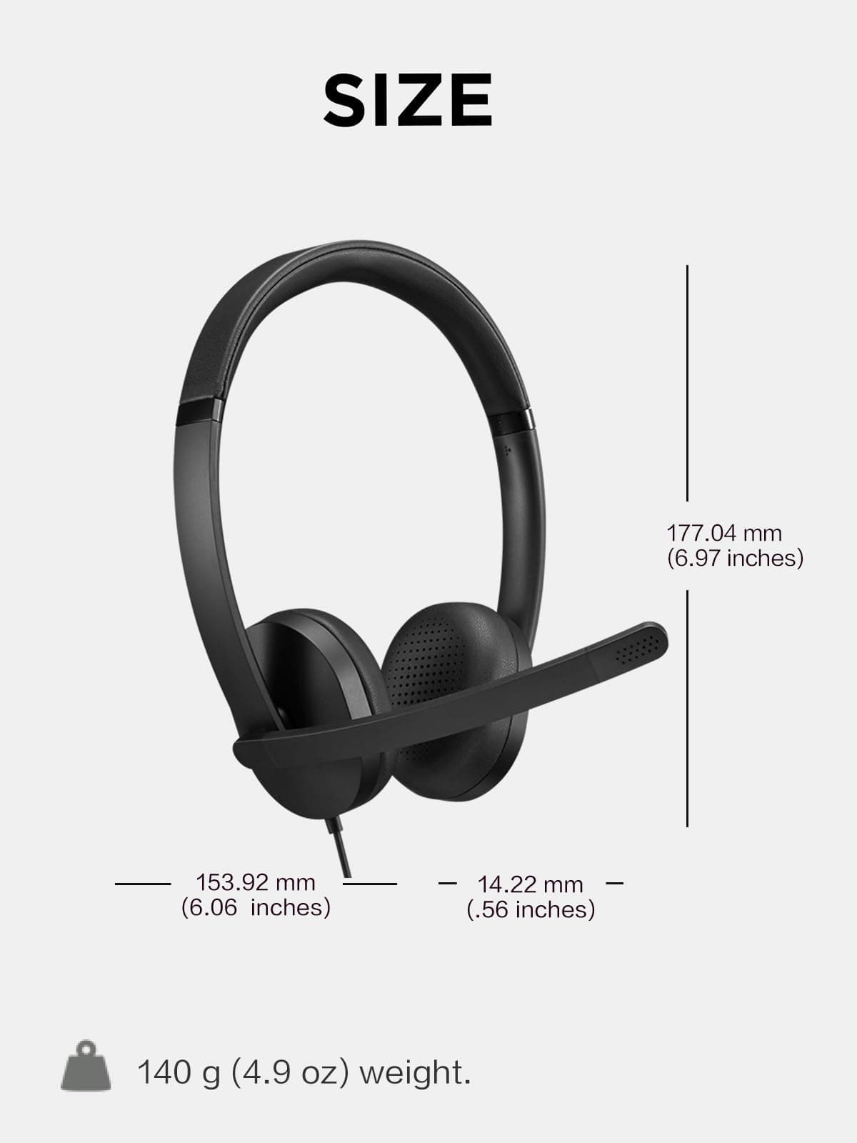 Lenovo 115 USB-A/USB-C Wired Stereo Headset, in-line Control Box. Lightweight, Noise Cancelling, USB-A to USB-C Adapter, Black