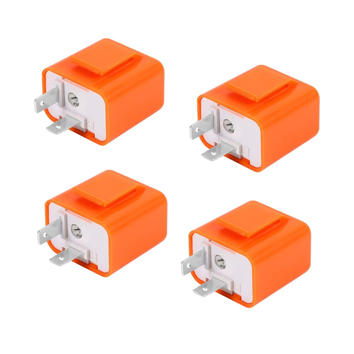 2 Pin LED Electronic Turn Signal Flasher Relay, 4 PCS 12V Speed Adjustable LED Indicator Flasher Relay Fix for Turn Signal Light & Hazard Warn Hyper Fast Flash for Car and Motorcycle (Orange)