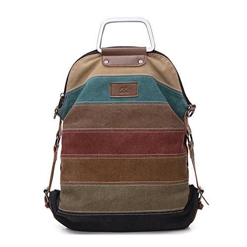 La Desire Multi-Function Convertible Canvas Shoulder Bag Crossbody Sling Bag Messenger Bag Backpack Handbag for Women