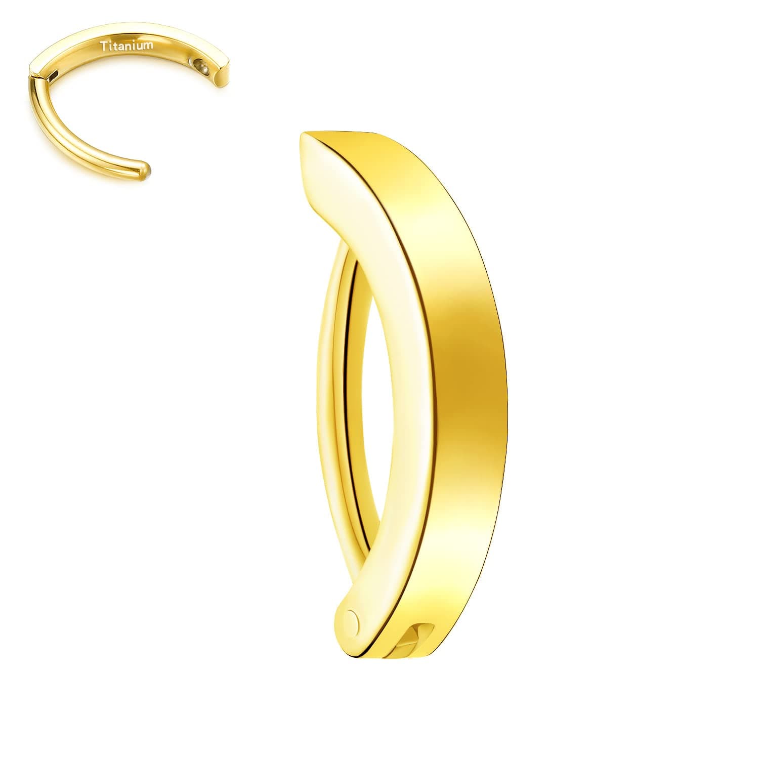 - 14G G23 Titanium Clicker Belly Button Ring,10/12mm Reverse Curved Hoop Navel Barbell Piercing Jewelry