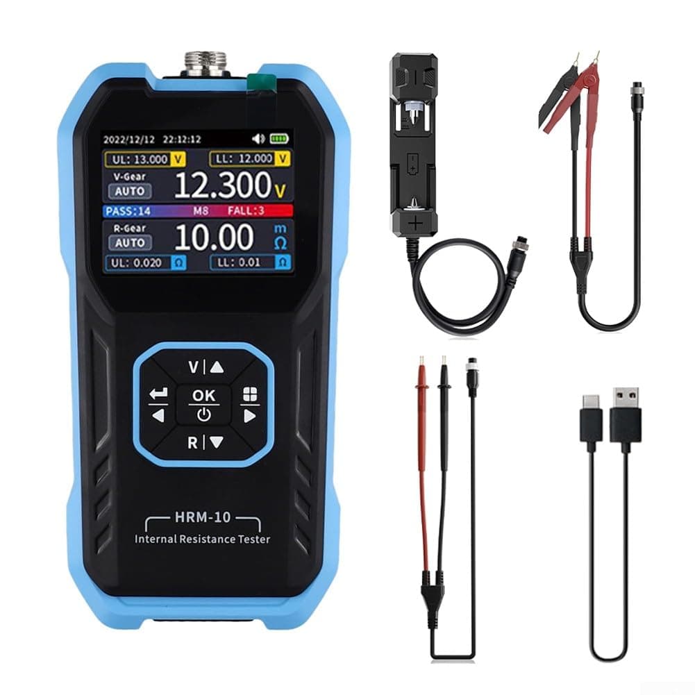 HRM-10 Battery Tester Internal Resistance Tester, DC AC Volt Ohm Circuit Tester For Voltage, High-definition Color Screen Display(E)