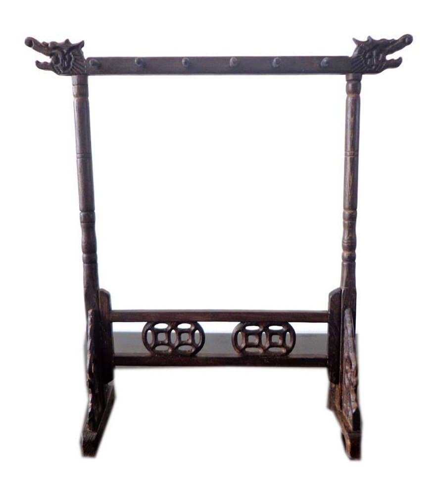 Classical Black Wood Paint Brushes Holder Hanging Brushes Stand, Random Pattern