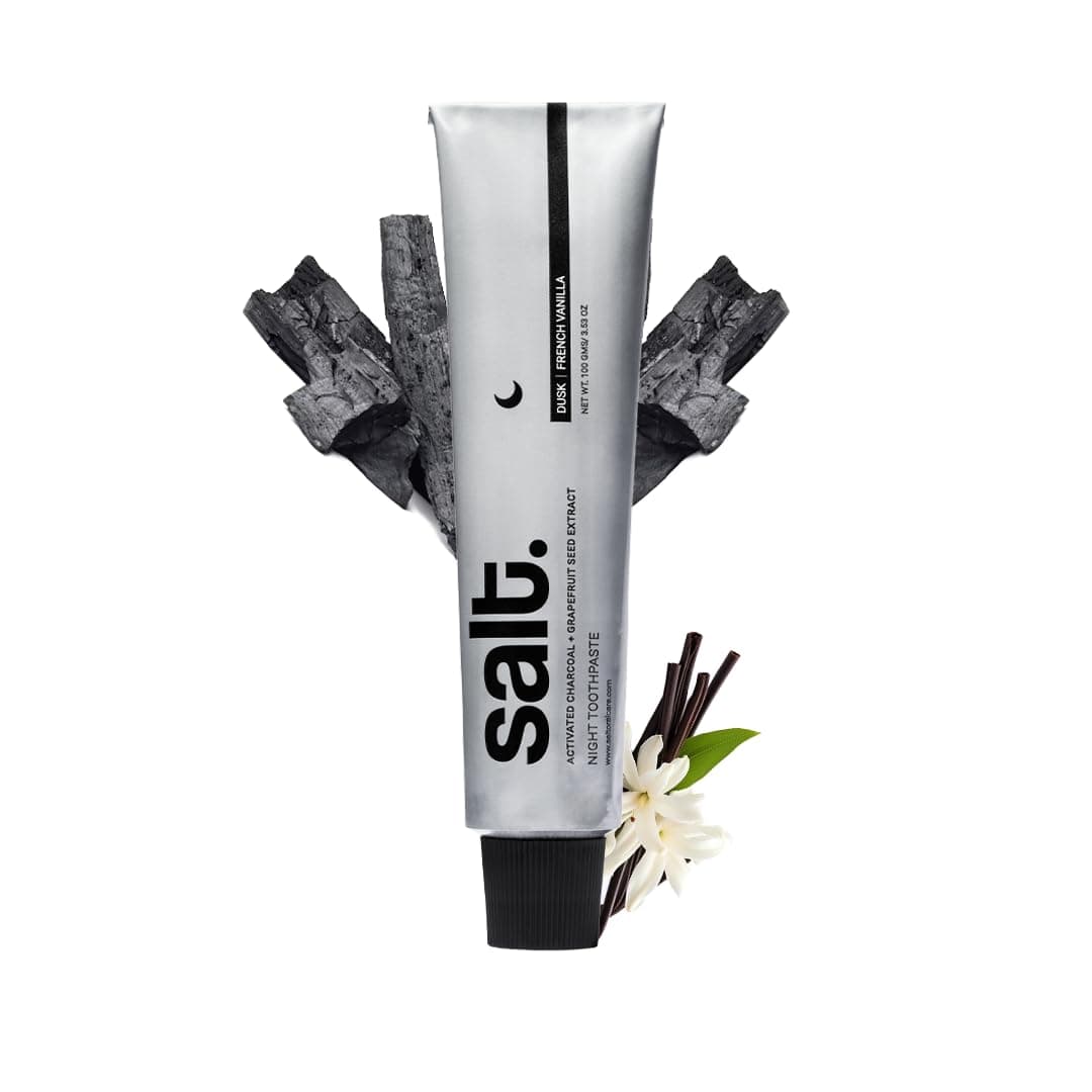 Salt Dusk Night Toothpaste | French Vanilla flavour | Grapefruit Water, Papain & Bromelain Enzymes | Plaque Break-down and Enamel Strengthening Formula | 100 gms