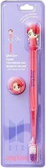 BTS Goods Adult [Bts Official Merchandise] Fans Gift-K-Pop Idols Goods-Bts Character Figure Manual Toothbrush With Convenient Magnetic Holder (Jung Kook), 1 count,Red