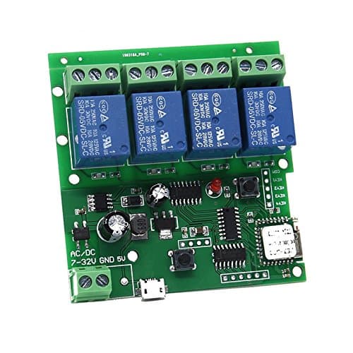 4 Channel WiFi Momentary Inching Relay Self-Lock Switch Module,DIY WiFi Garage Door Controller (5-32V)