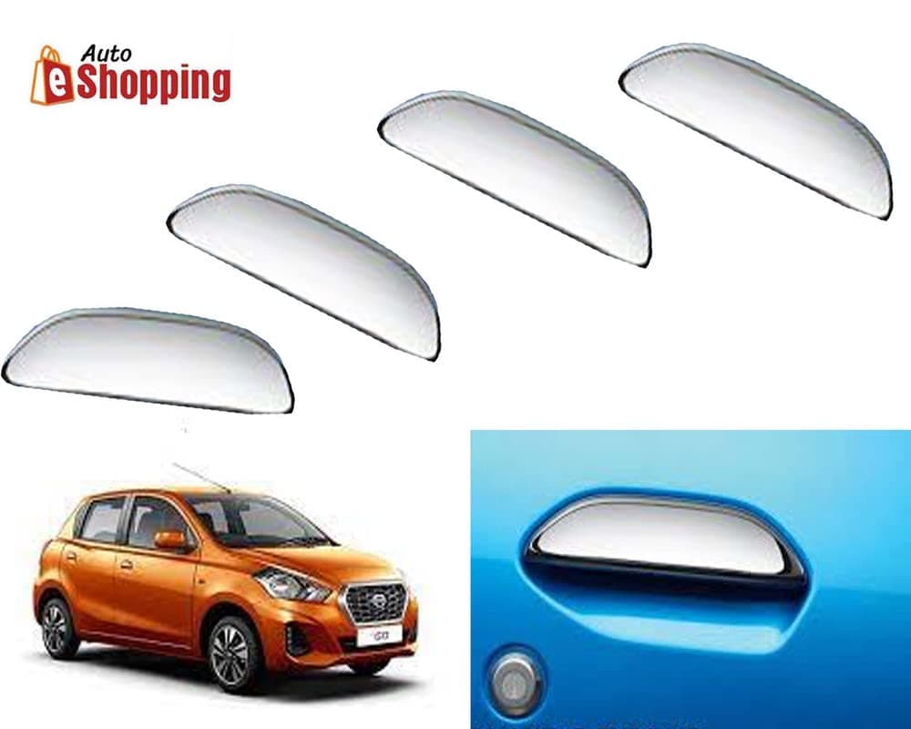 Car Handle Latch Cover Scratch Guard Chrome Finish Front Rear Compatible for Datsun Go Set of 4 Pieces