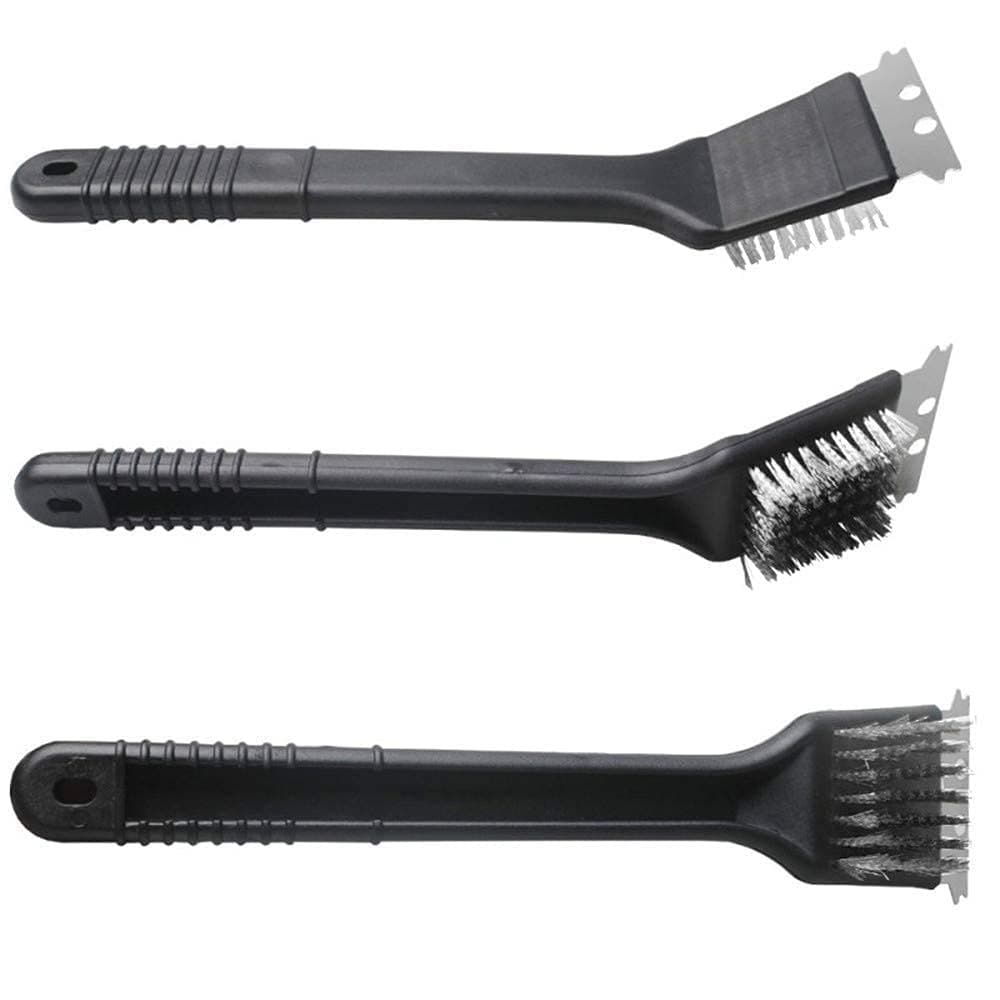 Grill Brush and Scraper - Extra Strong BBQ Cleaner Accessories - Safe Wire Bristles 18" Stainless Steel Barbecue Triple Scrubber Cleaning Brush for Gas/Charcoal Grilling Grates, Wizard Tool (2 in 1)