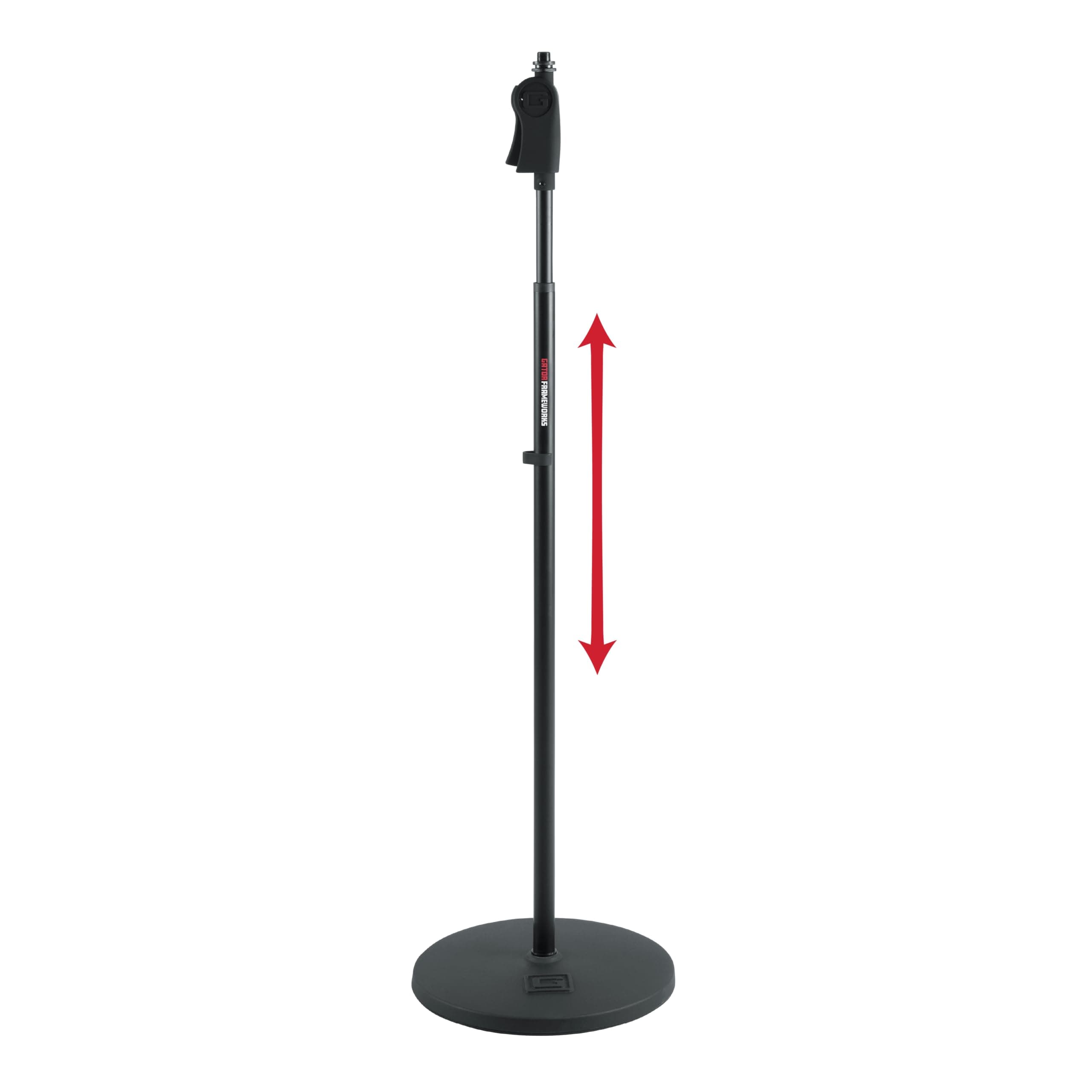 Gator Frameworks Microphone Stand with 12" Weighted Base and Deluxe Soft Grip Squeeze Height Adjustment (GFW-MIC-1201)