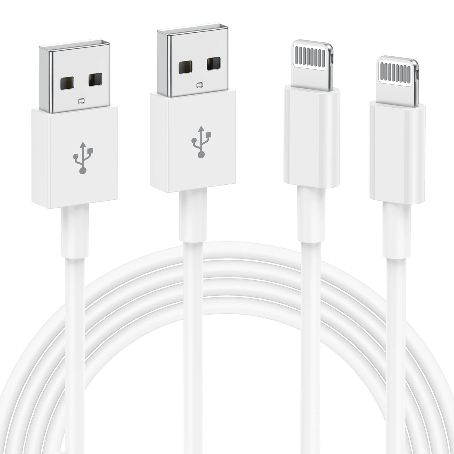 2Pack Apple MFi Certified Lightning to USB Cable - 1m Fast Charging Cable for iPhone 13/12/11/X/8/7/6/iPad