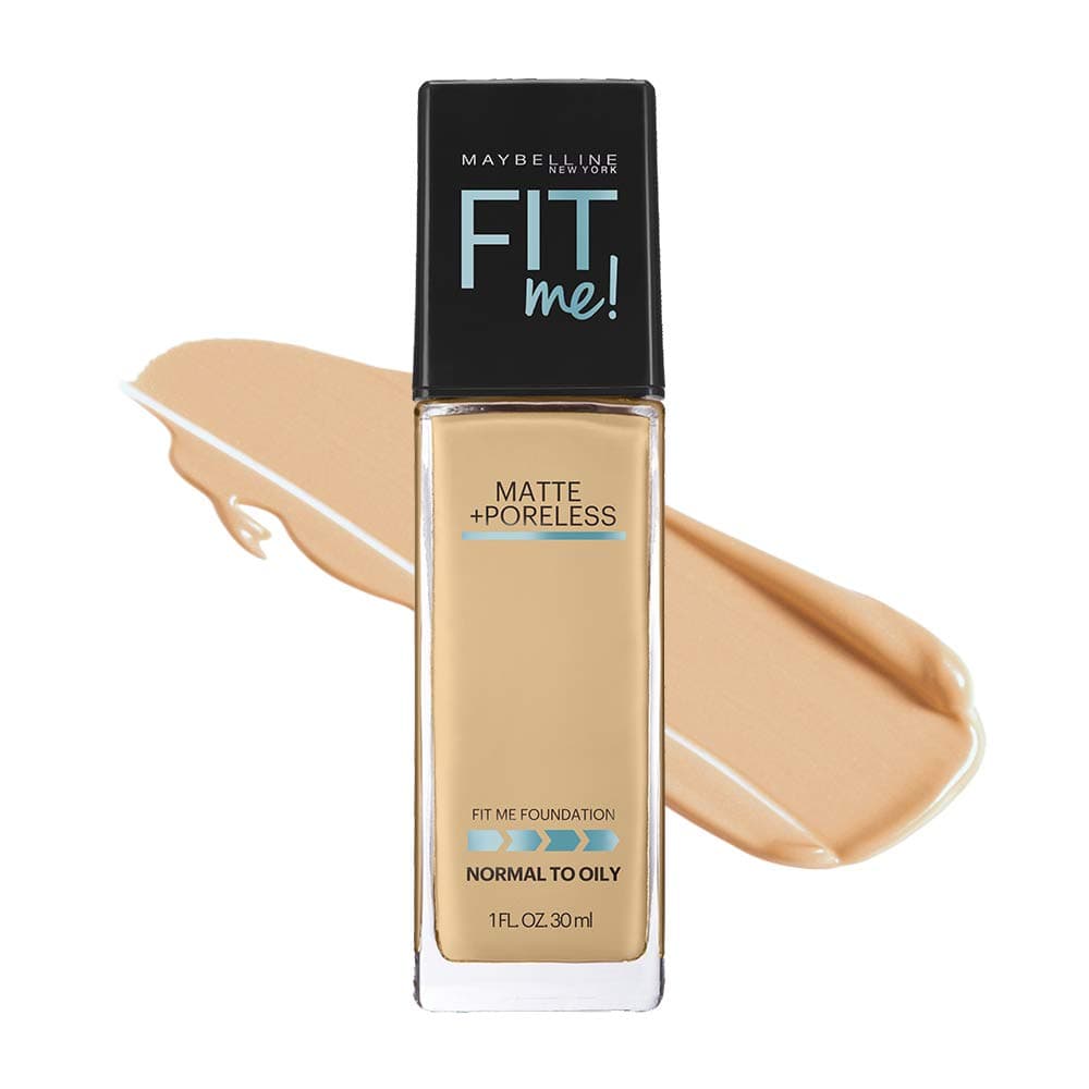 New York Fit Me Matte+Poreless Liquid Foundation Medium Coverage Powder For Oily Skin (With Pump), 128 Warm Nude, 30Ml, Pack Of 1