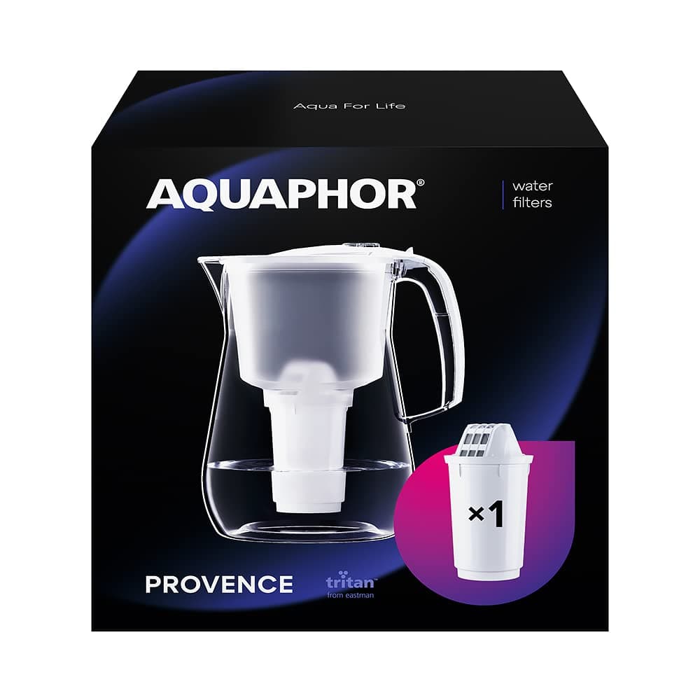 Aquaphor Provence, White, Includes 1 A5 mg Cartridge, Premium Filter in Glass Optics Against Lime, Chlorine and enriches The Water with Magnesium, 4,2 l