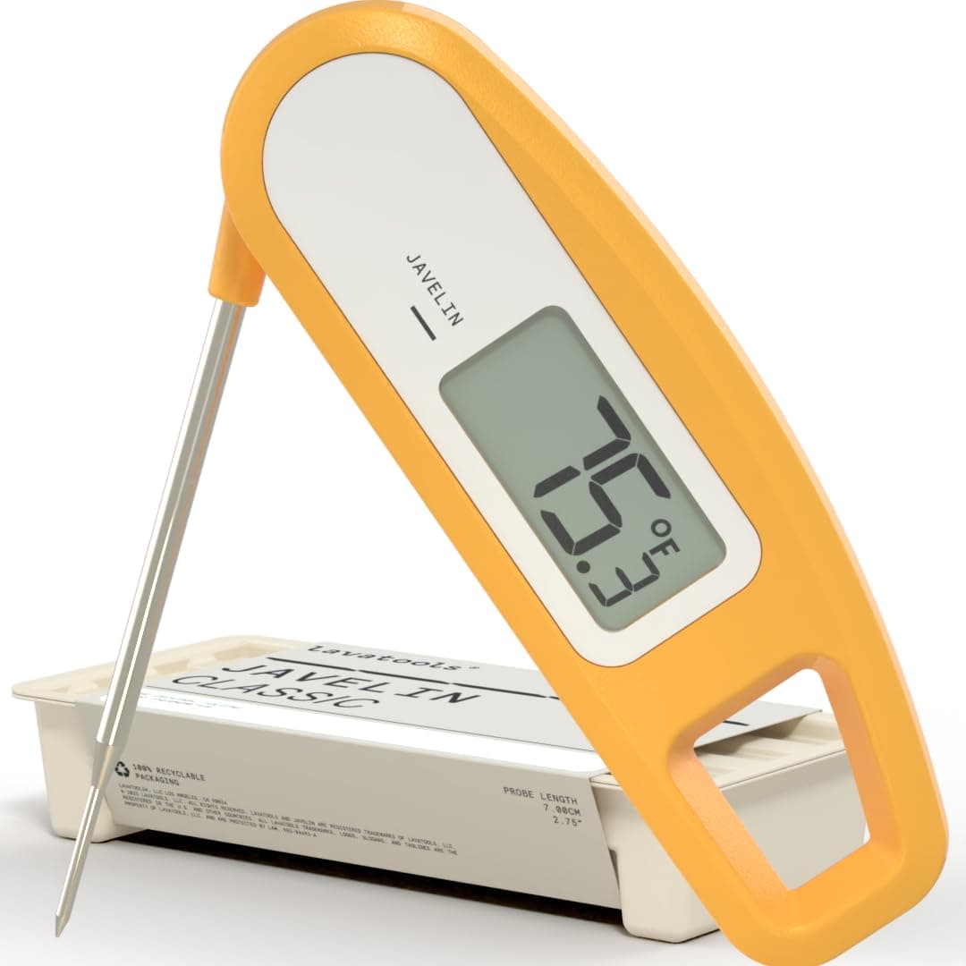 Javelin® Ultra-Fast 3-Second Digital Instant Read Meat Thermometer for Grill and Cooking, 2.75" Probe, Compact Foldable Design, Large Display, IP65 Water Resistant, NSF Certified – Butter