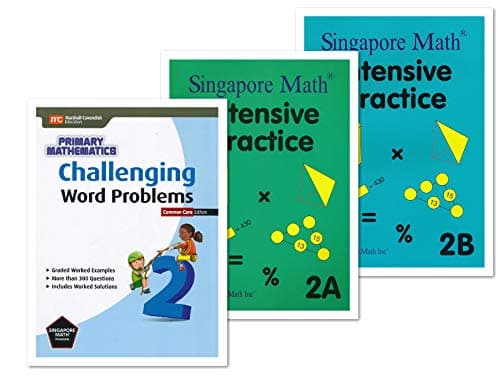 Singapore Math 3 Books Set for Grade 2 - Singapore Math Intensive Practice 2A & 2B, Challenging Word Problems Grade 2