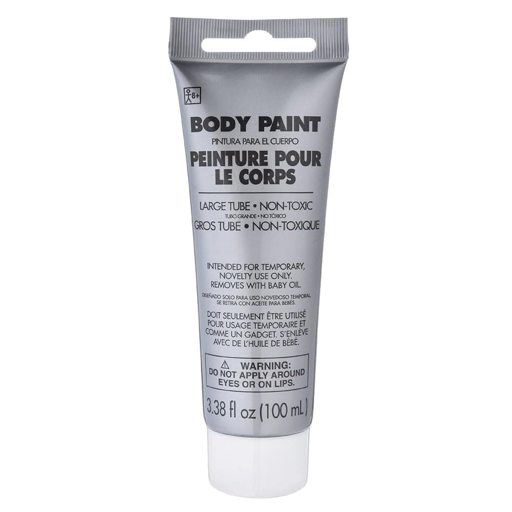 Silver Body Paint for Halloween - 3.4 oz. (1 Pc.) - Vibrant & Easy-to-Apply Costume Makeup, Perfect for Props and Parties