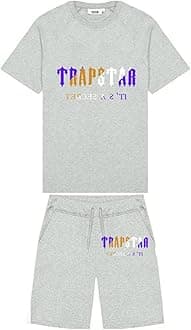 YOUPO Trapstar Letters Printed Casual Sportswear Suit, Men and Women T-Shirt + Shorts + Hat 3 Piece, Loose Jogging Short Sleeve Tracksuits (Color : F2, Size : Medium)