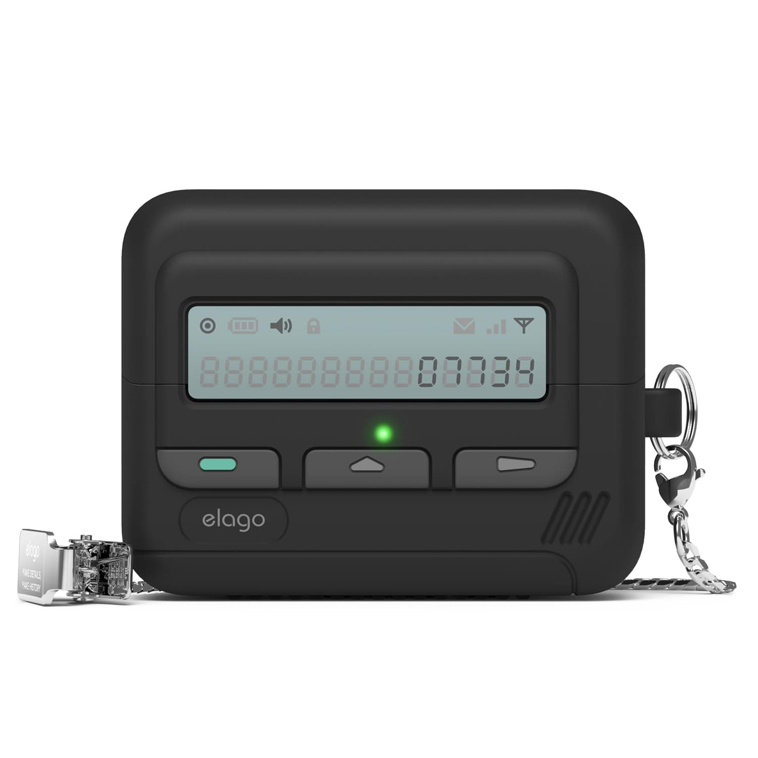 elago Pager Case Compatible with Samsung Galaxy Buds 3 & Galaxy Buds 3 Pro & Galaxy Buds 3 FE Case, Landyard Included, Shock Resistant, Full Protection (Black)