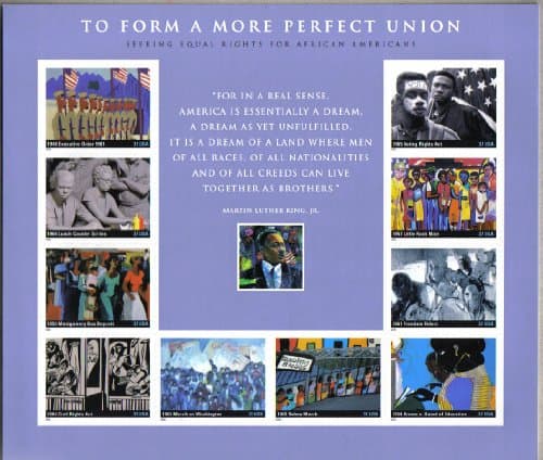 Post Office I Have A Dream ~ Equal Rights for African Americans ~ Black History ~ Black Heritage ~ Souvenir Sheet of 10 Stamps