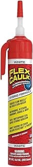 Flex Caulk, Waterproof & Weatherproof Hybrid Polymer Sealant, Strong, Paintable, Indoor, Outdoor, Bath, Shower, Sink, Window, Baseboards, Door, RV, Roof, Wood, Auto & Marine, White, 9 oz, 1-Pack