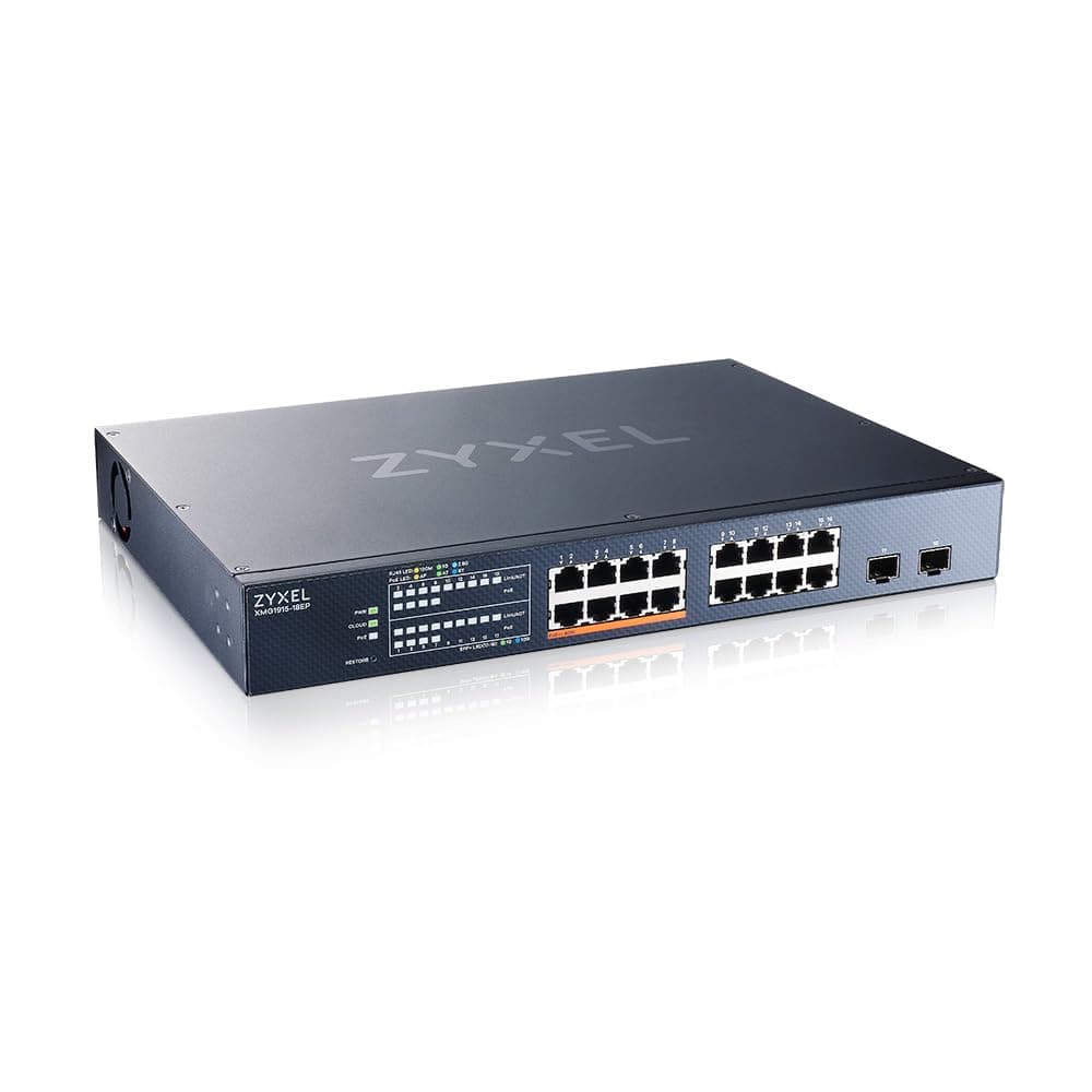 Zyxel 18-Port Multi-Gig 2.5G Cloud/Smart Managed Switch | 8x PoE++ (60W) | 1x 10G SFP+ | Rack mount [XMG1915-18EP]
